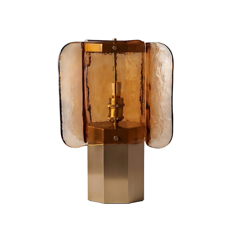 Pulvel Nemora Tessellated Glass Table Lamp – Copper & Amber Pulvel Nemora Tessellated Glass Table Lamp - Copper & Amber